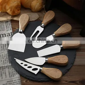Stainless Steel Premium Personalised Custom Mini Acacia Small Wooden Handle 4 Pcs Cheese Knife Set thumbnail-4