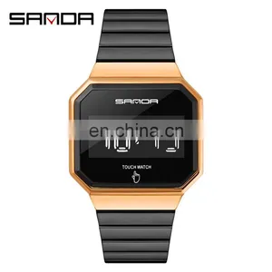 Sanda 8001 Luxury Touch Screen LED Wristwatch for Men Luminous Waterproof Steel Digital Watches thumbnail-3