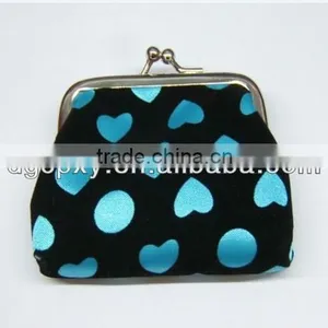 New !Wholesales Customized Cute Colourful Heart Pattern Fabric Cloth Clasp Clip Coin Purse Wallet thumbnail-1
