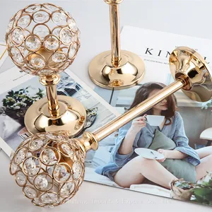 High Quality Crystal Candle Holders Vase Gold Tealight Table Centerpieces Decoration for Wedding Party thumbnail-4