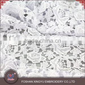 Wholesale Custom Promotional 100% Polyester Plain Colors Fashion Pure White Guipure Cord Lace Fabric Quality Choice Most Popular thumbnail-1