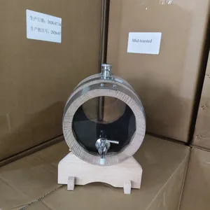 Oak Barrel With Viewing Window - 10L Volume, 100% Natural Oak, Silicone Gasket, 2mm Thick Staves thumbnail-5