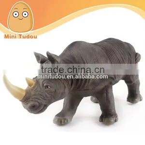 Hot Sell Cool Dinosaur Toys Vinyl 17'' Black Rhinoceros Toy For Children X012 thumbnail-1