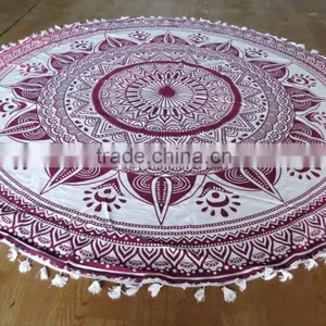 New OMBRE Mandala Round Roundie Towel Throw Tapestry Beach Yoga Mat Bohemian Hippie Beach Towel thumbnail-3