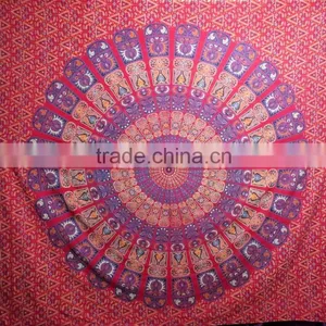 Block Printed Queen Vintage Mandala Gypsy Bohemian Bedcover Hanging Beach Throw thumbnail-2