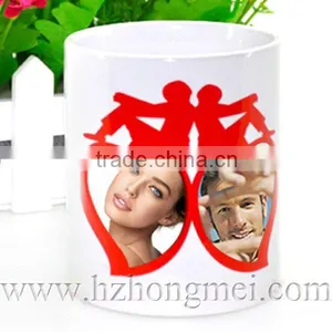 DIY 2015 New High Quality 11oz Ceramic Sublimation Color Changing Mugs Heart Shape Logo Cup thumbnail-1