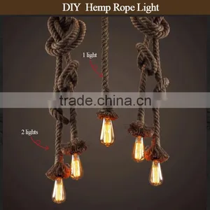 Retro DIY Art Hemp Rope Pendant Light 200cm Creative Art Chandelier Dining Room LED Droplight thumbnail-4