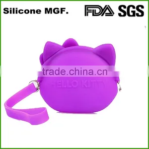 Nice Quality Cute Cartoon Cat Design Silicone Coin Purse Case With Ropes thumbnail-3
