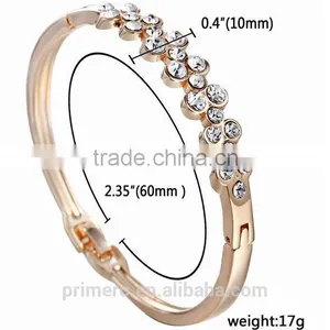Women's Fashion Alloy Flowers Rhinestone Cuff Bangle Bracelet Jewelry thumbnail-4
