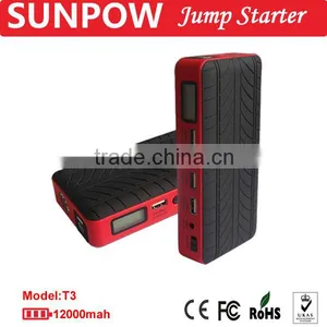Sunpow 12000mAh Triple Usb 12v Car Jump Starter Mini Mobile Power Bank Booster With Air Compressor thumbnail-4