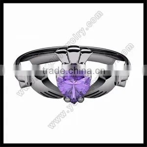 Custom Sapphire Claddagh Ring thumbnail-3