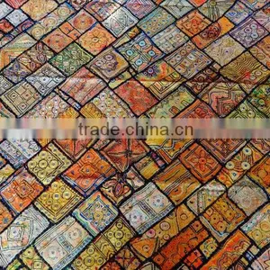 Handmade Vintage Maharaja Carpet, Patchwork Rug Old, Antique Luxury Wall Art, Royal Wall Hanging, King Carpet, Rectangle thumbnail-4