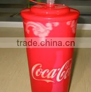 32oz Printed Plastic Cup With Straw thumbnail-1