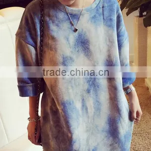 2015 Autumn Cashmere Soft and Long Sections Gradient Tie Dye Hoodie thumbnail-2