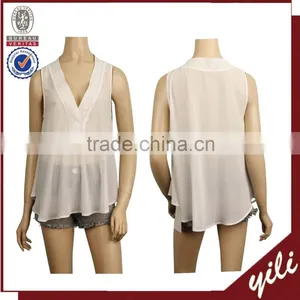 OEM ODM 100% Polyester Blouse Designs Fashion Cutting Blouse Design thumbnail-1