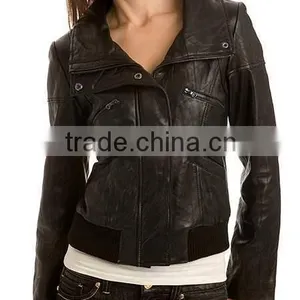 Italian Soft Genuine Lambskin Leather Slim Fit Asymmetrical Women Tail. thumbnail-1
