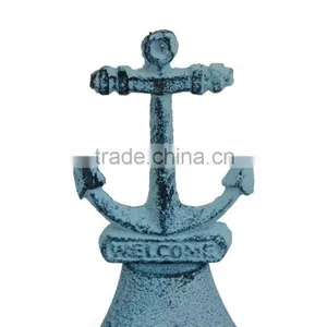 Nautical Dark Blue Whitewashed Cast Iron Anchor Hand Bell NBB 0021 thumbnail-3