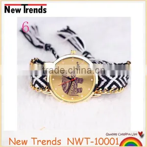 New Design Women Elephant Watch Geneva Colorful Braid Bracelet Watch thumbnail-6
