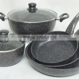 Aluminium Forged m Arble Coated Cookware Set With Black Color thumbnail-2