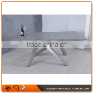 Latest Designs Stainless Steel Marble Wooden Dining Table and Leather Chair thumbnail-3
