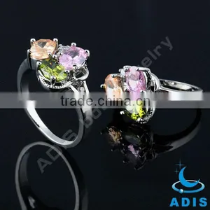 Three Stone Colors Fashion Finger Rings for Girls thumbnail-1