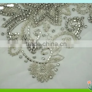 2015 Newest and Fashion Beads Applique Patch on Mesh RC-313 thumbnail-2