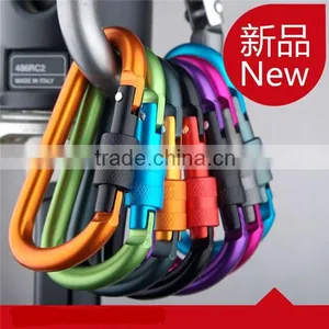 Aluminum Alloy D Shape Carabiner Screw Lock Bottle Hook Buckle Hanging Padlock Key Chain Camping Hiking thumbnail-2