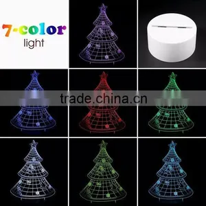 3D Optical Illusion Christman Tree Night Lamp Night Light 10 Colorful LEDs Ultra-thin Acrylic Light Panel AA Battery or DC 5V thumbnail-1