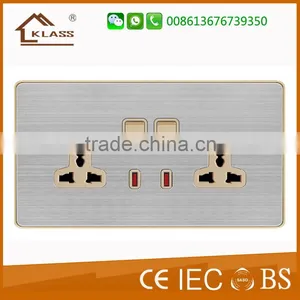 Hot Sale 2 Gang UK 13A Switched Socket With Neon, Double 13A Wall Switch Socket thumbnail-2