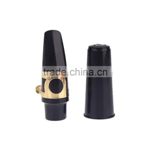 Sax Saxophone Mouthpiece Plastic With Cap Metal Buckle Black thumbnail-3