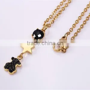 New Modern Model Delicate Design Black Bear Crystal Gold Chain Necklace for Christmas Gift thumbnail-3