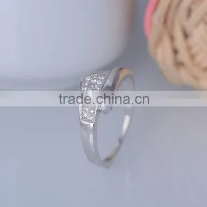 925 Sterling Silver Unique Thin Tie Shaped Ring With Zircon thumbnail-3