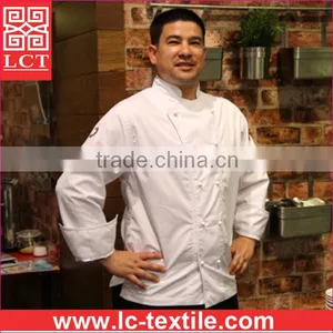 Supply 2015 Newest Design 245gsm Drill Fabric Chef Coat Uniform With Stiff Cuffs for Roll up Sleeve(LCTU0022) thumbnail-1