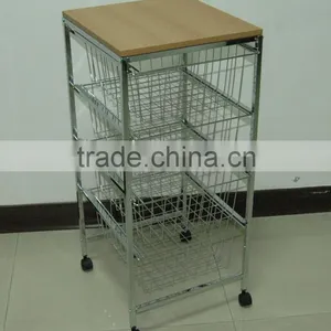 4 Level Adjustable Shelf With Basket Chrome Wire Shelving Storage Unit Cart thumbnail-1