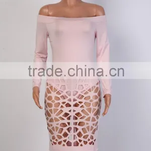 Bonvatt 2017 New Arrival Red Hollow Out Turtleneck Knee-Length Bandage Dress Sleeveless With Hole Sexy Costumes thumbnail-2