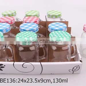 Glass Mason Jar With Handle in a Paper Tray thumbnail-1