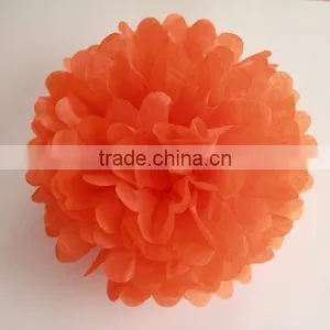 14" Orange Tissue Paper Flowers Pom Poms for Wedding Party Decoration thumbnail-1