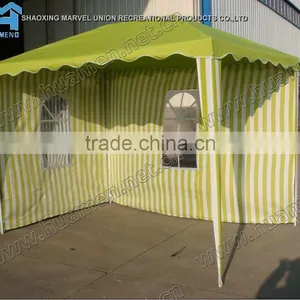 Light Green Striped Garden Shade Gazebo With Windows thumbnail-1