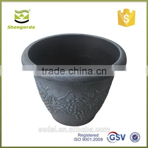 High Quality Black Painted Cast Iron Antique Garden Flower Pot thumbnail-1