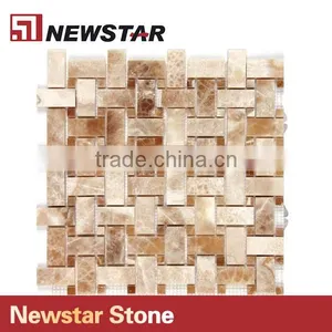 Newstar Yellow Onyx Marble Basketweave Tile Good Price Mosaic thumbnail-2