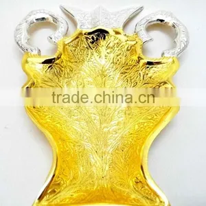 Promotional Gift, Corporate Gift Item Gold and Silver Plated Unique Style Brass Tray thumbnail-1