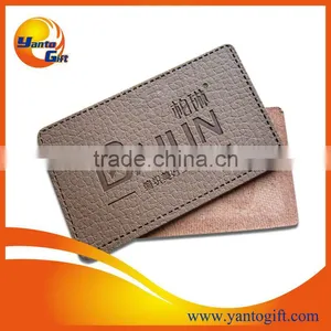 Custom Logo Embossed Brown Leather Label for Clothing thumbnail-1