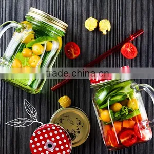 Haonai Wholesale Food Pickle Storage Glass Jar With Handle and Lid thumbnail-1