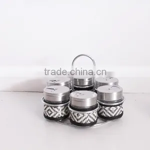 Metal Coated Glass Salt and Pepper Shaker With Metal Rack thumbnail-5