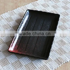 Ceramic Rectangle Sushi Plate With Black Solid Color thumbnail-1