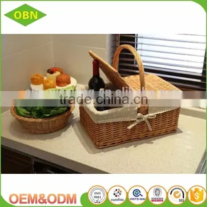 China Wholesale Cheap Durable Willow Material and Picnic Use Wicker Picnic Basket thumbnail-4