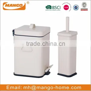 Colorful Metal Toilet Brush and Foot Pedal Trash Can thumbnail-2