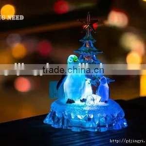 Clear Acrylic Crystal LED RBG Color Changing Penguin Table Home Ornaments thumbnail-3