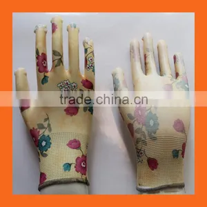 Polyester Shell Women Garden Gloves With PU Coated Palm Dip thumbnail-1