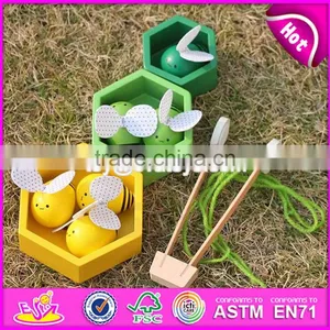 New Design Kids Funny Wooden Bee Toys Custom Children Wooden Cartoon Bee Toys W01B039 thumbnail-1